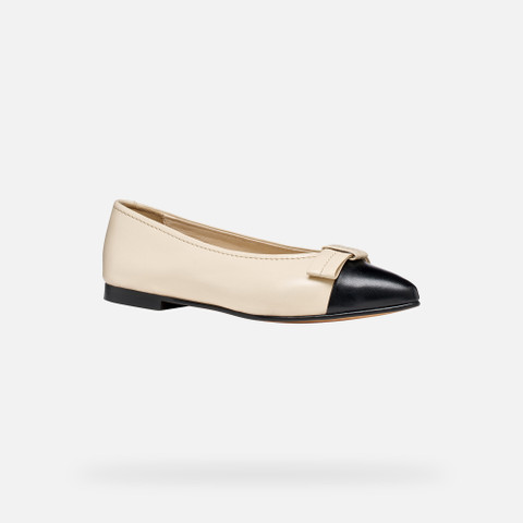 Pointed toe ballet flats MILLIANEE WOMAN Papyrus/Black - image number 2 | GEOX