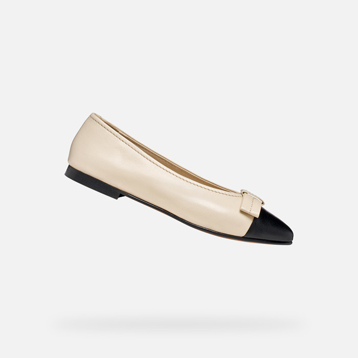 Pointed toe ballet flats MILLIANEE WOMAN Papyrus/Black | GEOX