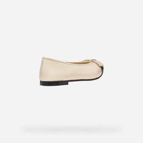 Pointed toe ballet flats MILLIANEE WOMAN Papyrus/Black - image number 4 | GEOX