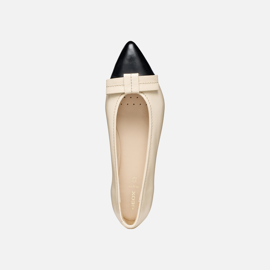 Pointed toe ballet flats MILLIANEE WOMAN Papyrus/Black - image number 5 | GEOX