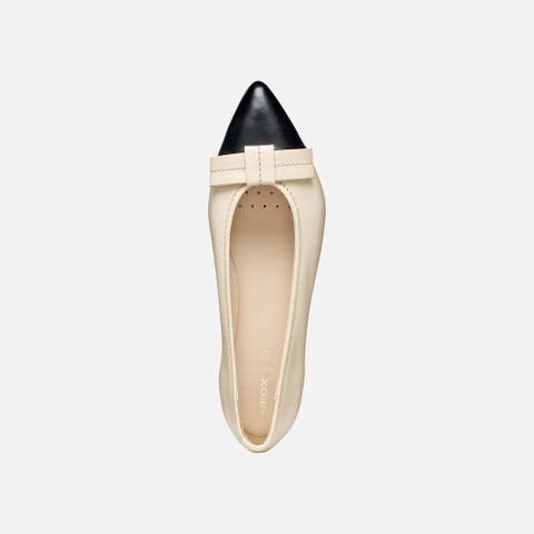 Pointed toe ballet flats MILLIANEE WOMAN Papyrus/Black - image number 5 | GEOX