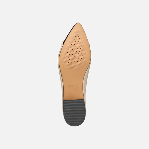 Pointed toe ballet flats MILLIANEE WOMAN Papyrus/Black - image number 6 | GEOX