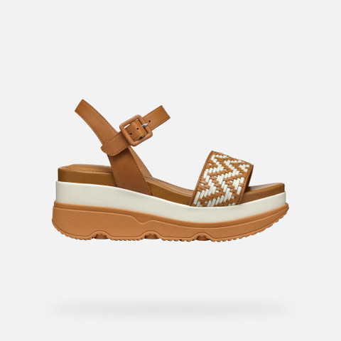 Wedge sandals GARDENIA WOMAN Camel/Papyrus - image number 1 | GEOX