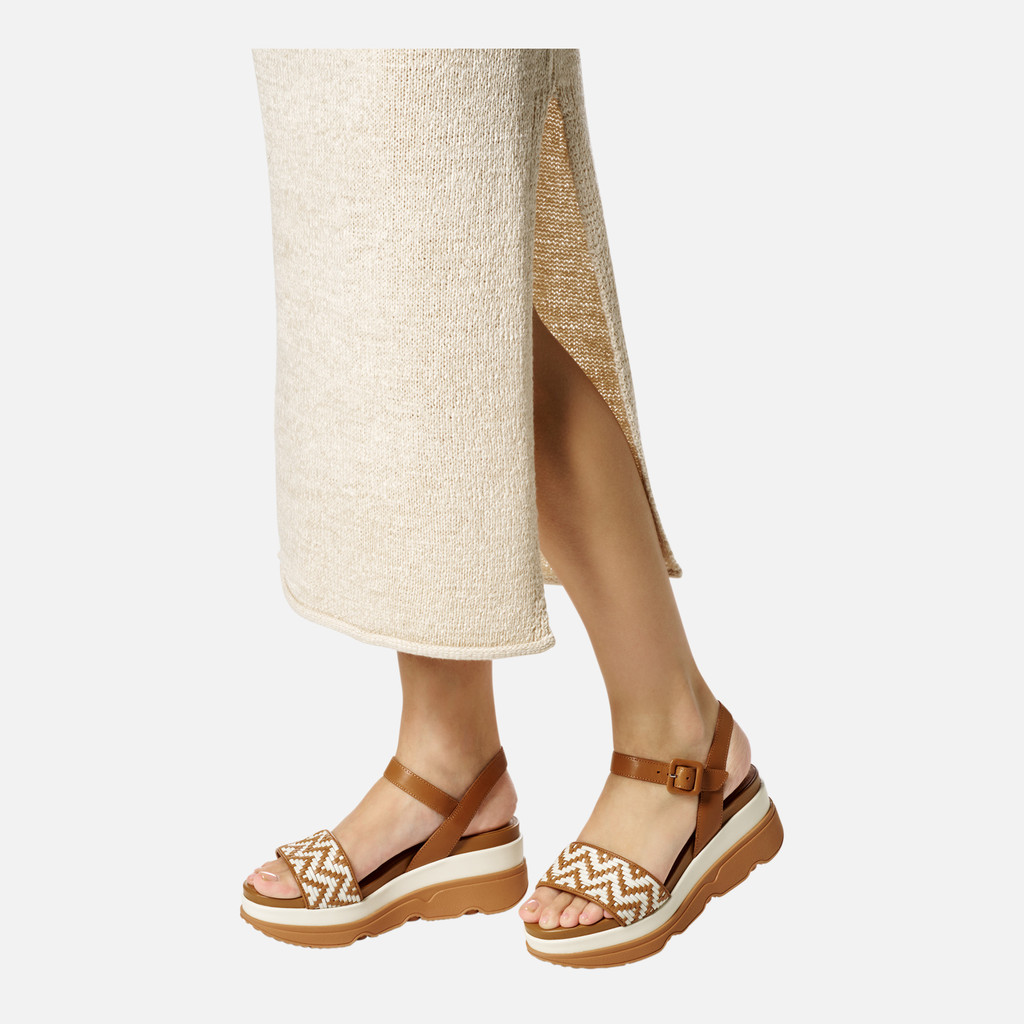 Wedge sandals GARDENIA WOMAN Camel/Papyrus - image number 2 | GEOX