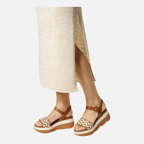 Wedge sandals GARDENIA WOMAN Camel/Papyrus - image number 2 | GEOX