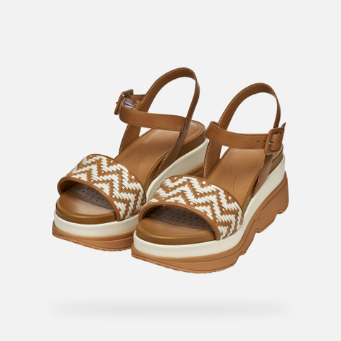 Wedge sandals GARDENIA WOMAN Camel/Papyrus - image number 8 | GEOX