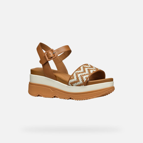 Wedge sandals GARDENIA WOMAN Camel/Papyrus - image number 3 | GEOX