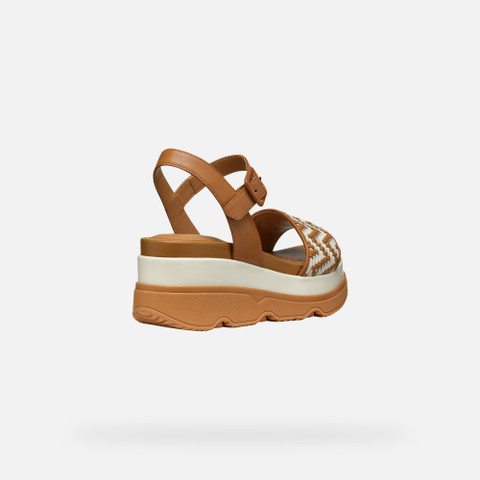 Wedge sandals GARDENIA WOMAN Camel/Papyrus - image number 5 | GEOX