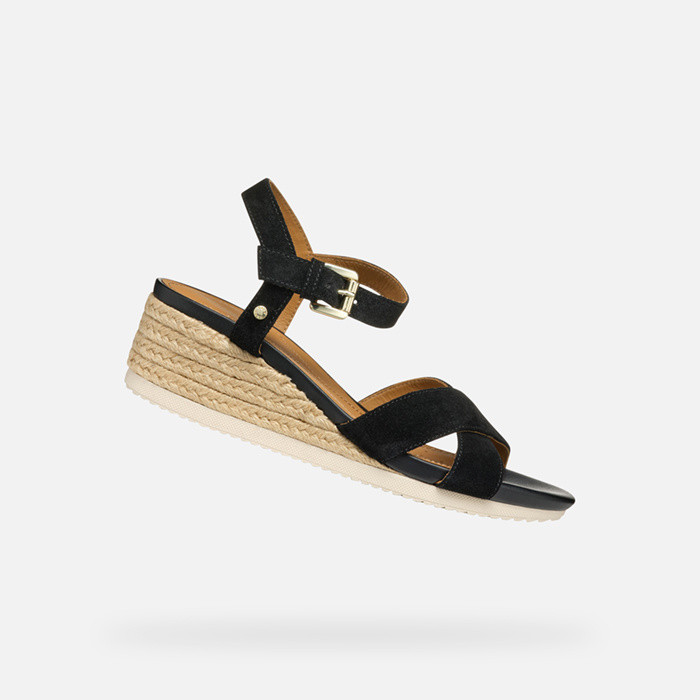 Wedge sandals ISCHIA CORDA WOMAN Black | GEOX