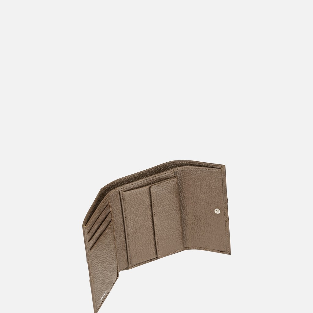 Cartera de piel WALLET MUJER Gris pardo - image number 3 | GEOX