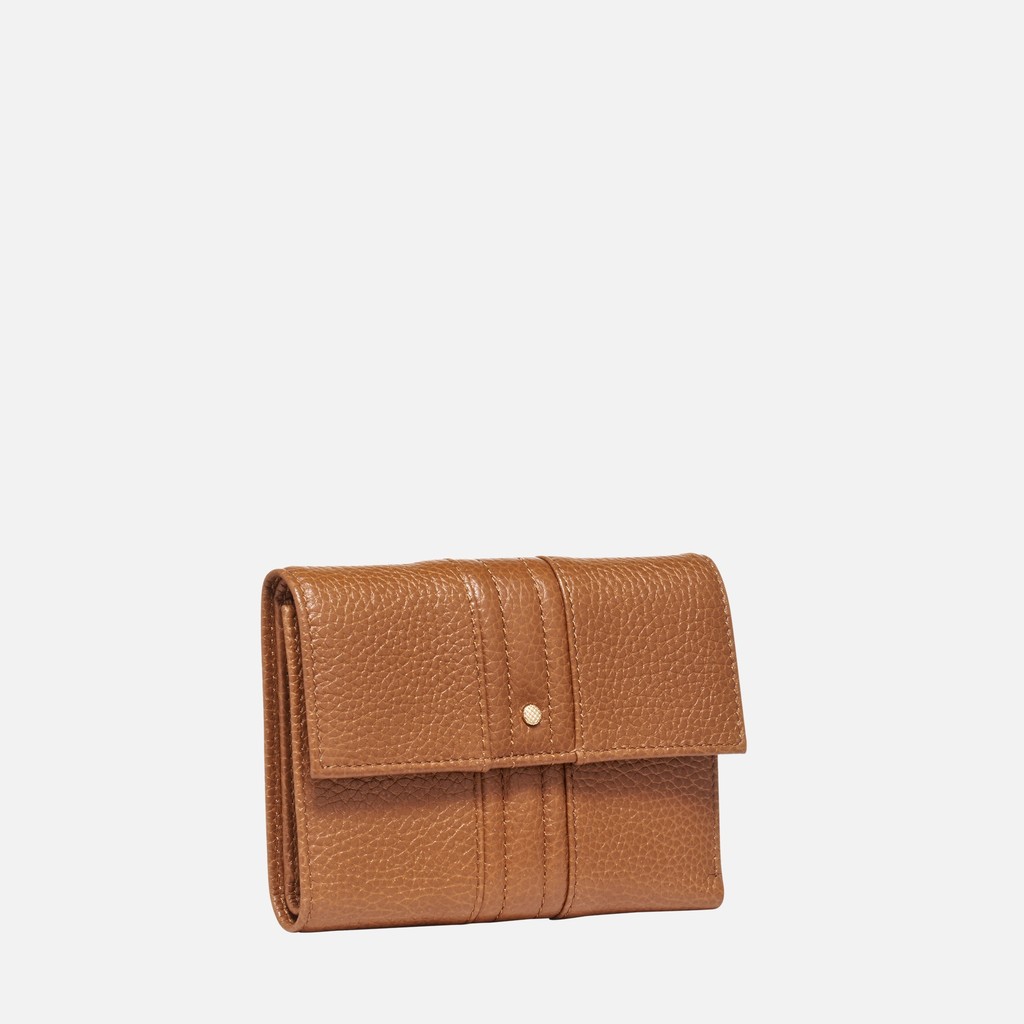 Portefeuille en cuir WALLET FEMME Cognac - image number 1 | GEOX