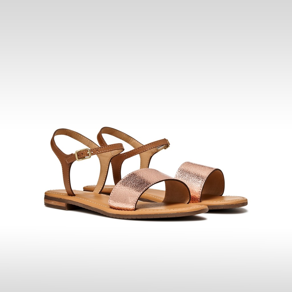 Flat sandals SOZY S WOMAN Rose Gold/Camel - image number 3 | GEOX