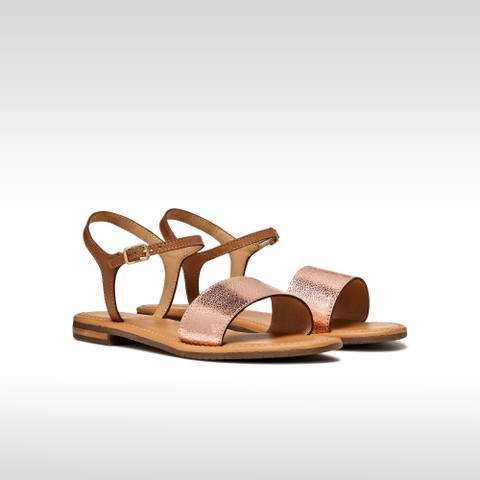 Flat sandals SOZY S WOMAN Rose Gold/Camel - image number 3 | GEOX