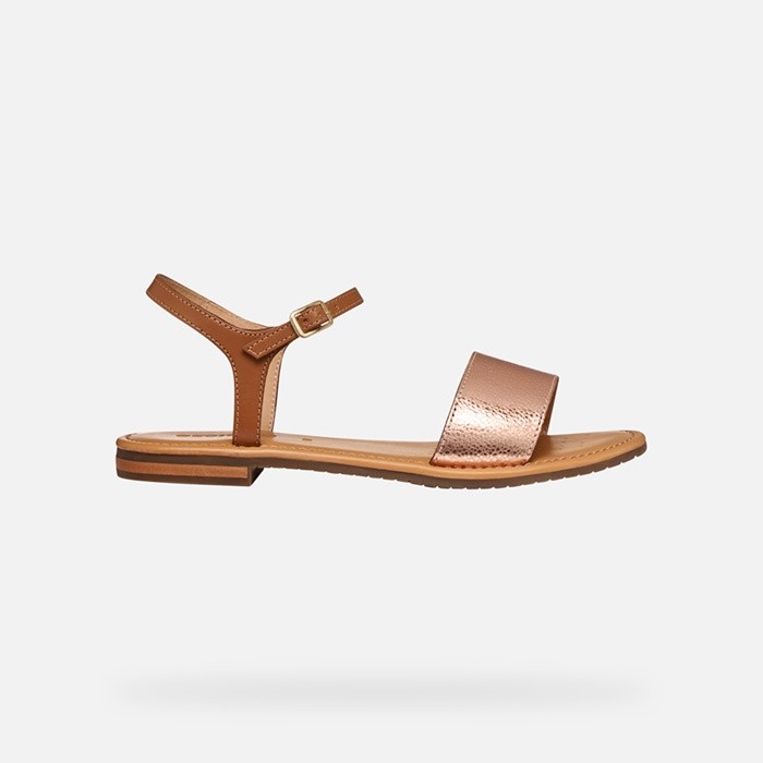 Flat sandals SOZY S WOMAN Rose Gold/Camel | GEOX