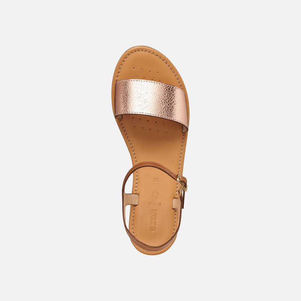 Flat sandals SOZY S WOMAN Rose Gold/Camel - image number 8 | GEOX
