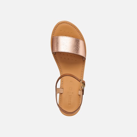 Flat sandals SOZY S WOMAN Rose Gold/Camel - image number 8 | GEOX