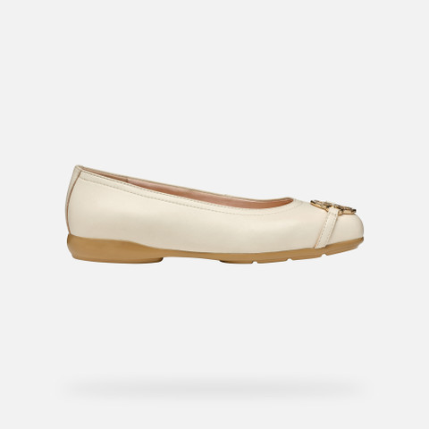 leather ballerina flats ANNYTAH W WOMAN Papyrus - image number 1 | GEOX