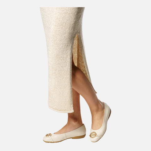 leather ballerina flats ANNYTAH W WOMAN Papyrus - image number 2 | GEOX