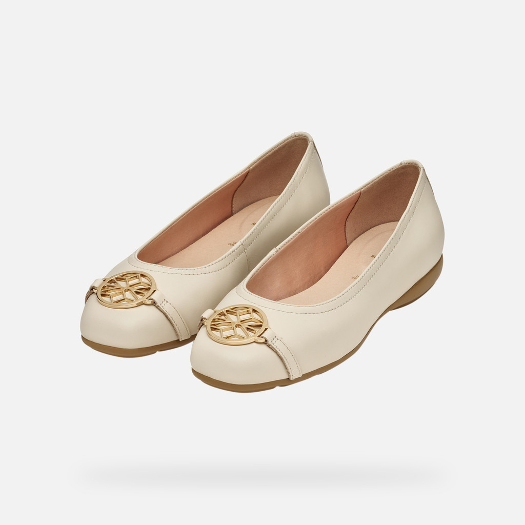 leather ballerina flats ANNYTAH W WOMAN Papyrus - image number 8 | GEOX