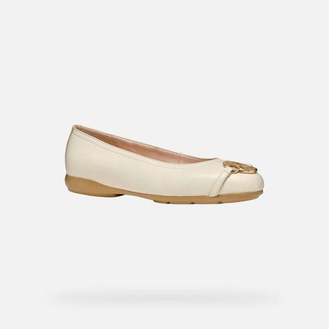 leather ballerina flats ANNYTAH W WOMAN Papyrus - image number 3 | GEOX
