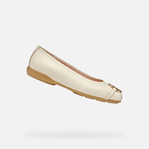 leather ballerina flats ANNYTAH W WOMAN Papyrus - image number 0 | GEOX