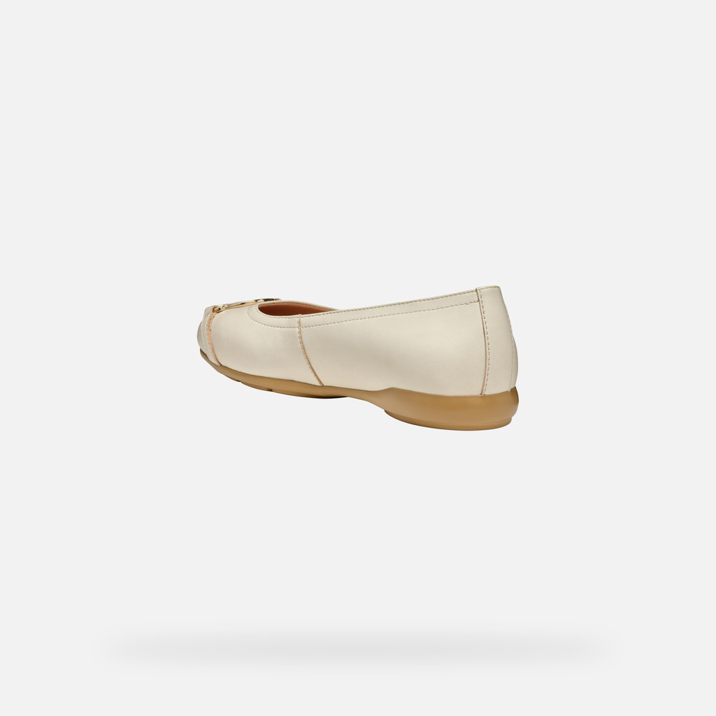 leather ballerina flats ANNYTAH W WOMAN Papyrus - image number 4 | GEOX