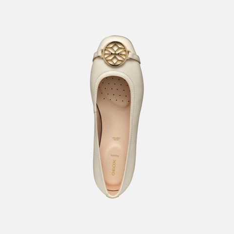 leather ballerina flats ANNYTAH W WOMAN Papyrus - image number 6 | GEOX
