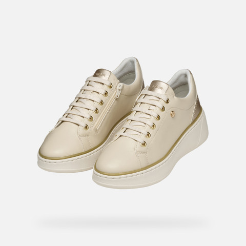 Platform trainers SUNNETTY WOMAN Papyrus/Light gold - image number 8 | GEOX