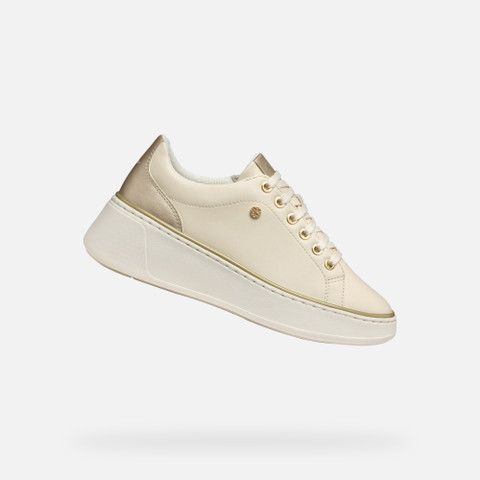 Platform trainers SUNNETTY WOMAN Papyrus/Light gold | GEOX