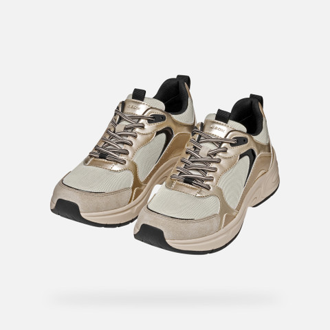 Low top sneakers ZARVIA WOMAN Papyrus/Light gold - image number 7 | GEOX