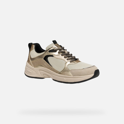 Low top sneakers ZARVIA WOMAN Papyrus/Light gold - image number 2 | GEOX