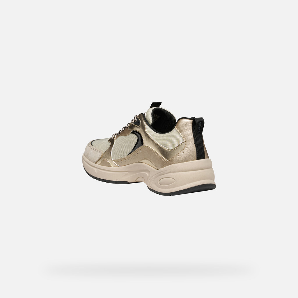 Low top sneakers ZARVIA WOMAN Papyrus/Light gold - image number 3 | GEOX