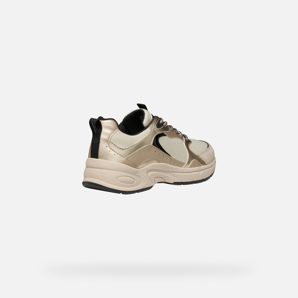 Low top sneakers ZARVIA WOMAN Papyrus/Light gold - image number 4 | GEOX