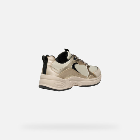 Low top sneakers ZARVIA WOMAN Papyrus/Light gold - image number 4 | GEOX