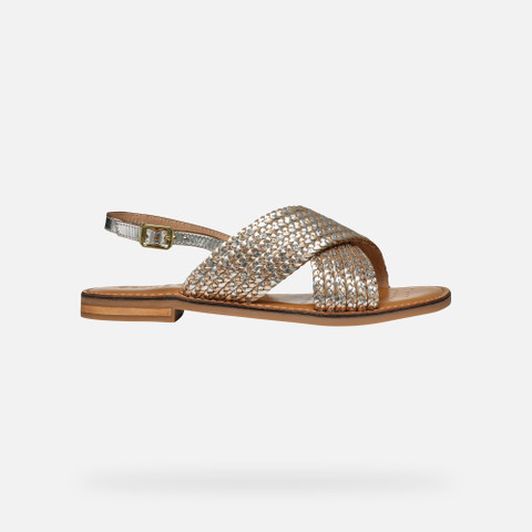 Flat sandals MADDALUSIA C WOMAN Light Gold/Silver - image number 1 | GEOX