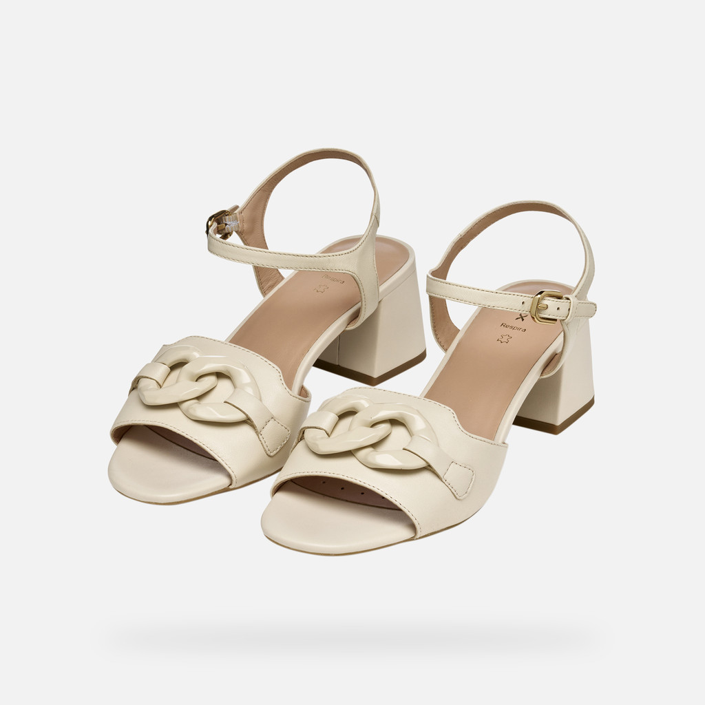 Medium-heeled sandals NEW ERAKLIA 50 T WOMAN Papyrus - image number 8 | GEOX