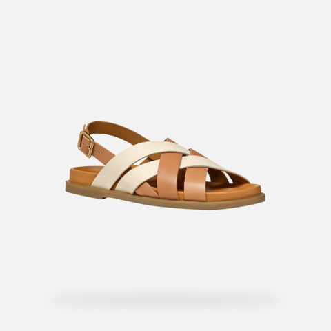 Flat sandals ADELASH WOMAN Camel/Papyrus - image number 2 | GEOX
