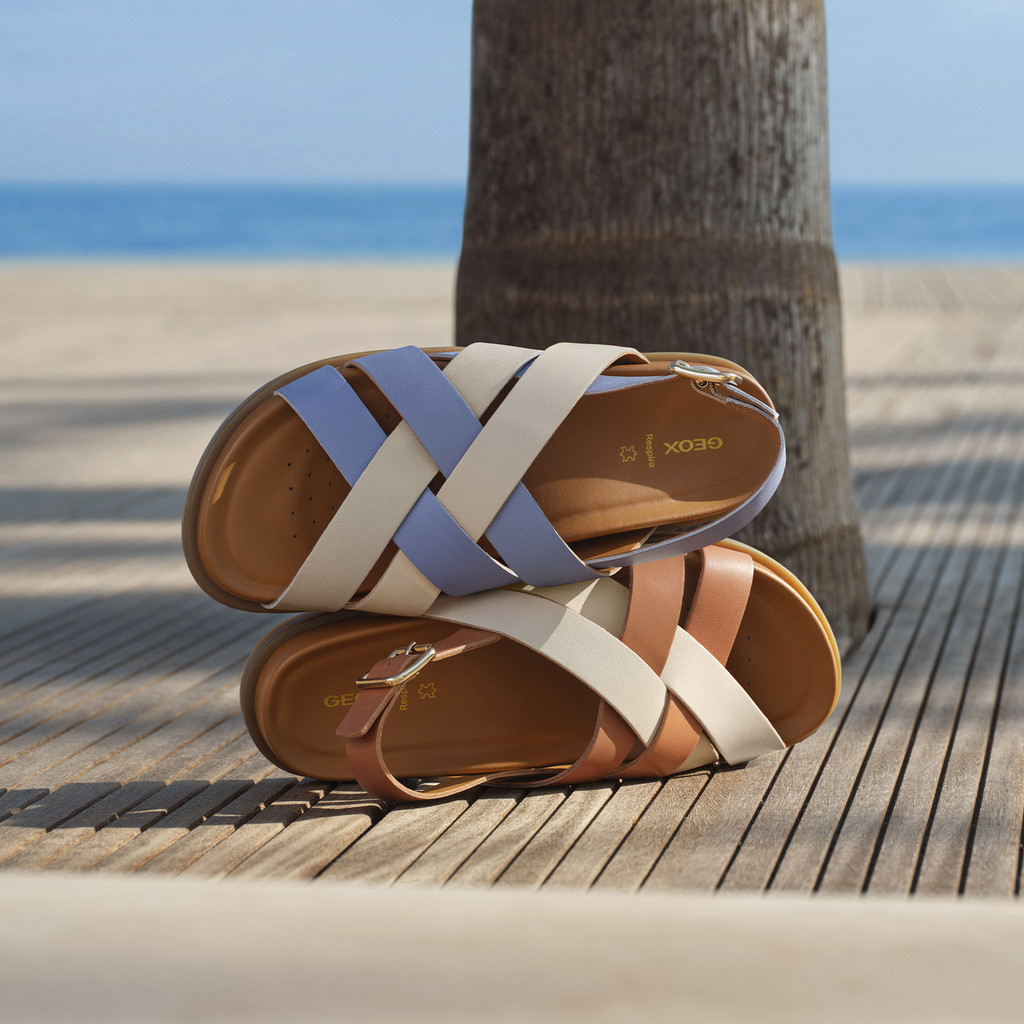 Flat sandals ADELASH WOMAN Camel/Papyrus - image number 7 | GEOX