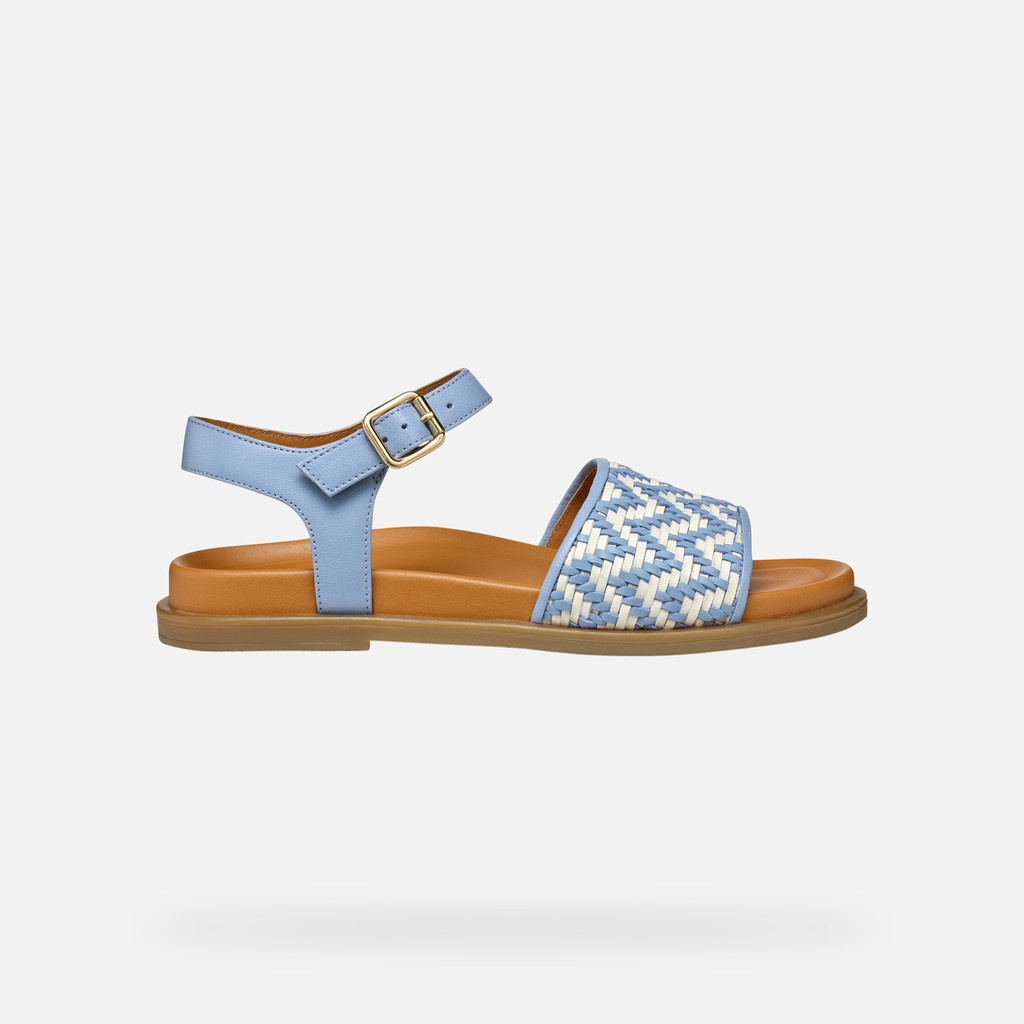 Flat sandals ADELASH WOMAN Light Blue/Papyrus - image number 1 | GEOX