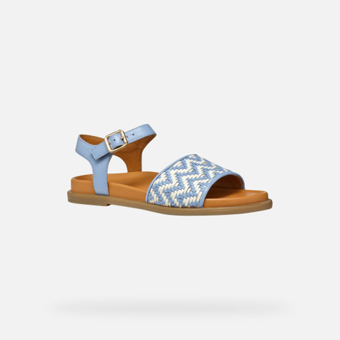 Flat sandals ADELASH WOMAN Light Blue/Papyrus - image number 2 | GEOX