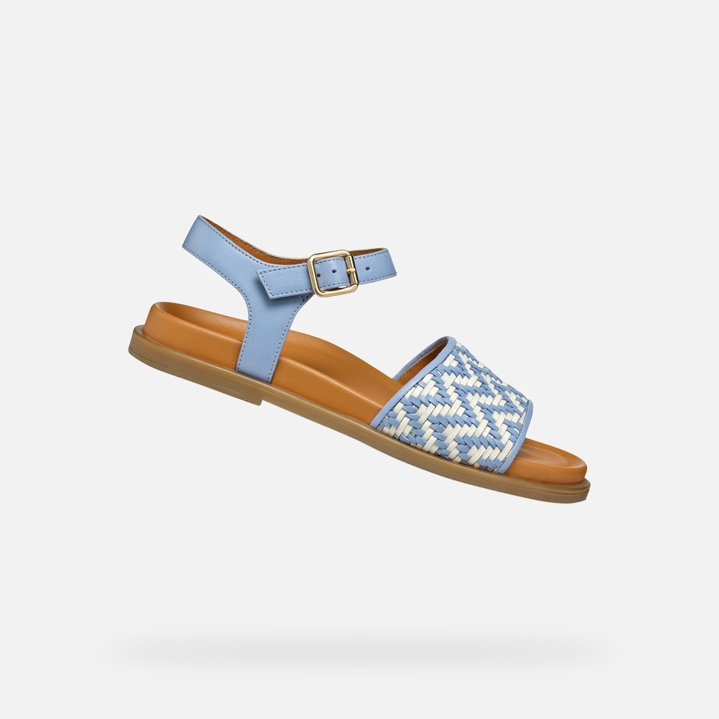 Flat sandals ADELASH WOMAN Light Blue/Papyrus - image number 0 | GEOX