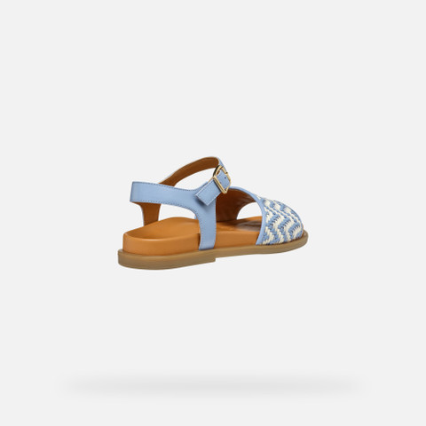 Flat sandals ADELASH WOMAN Light Blue/Papyrus - image number 4 | GEOX