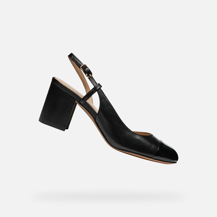 Slingback com salto médio VIRNILISA 65 MULHER Preto | GEOX