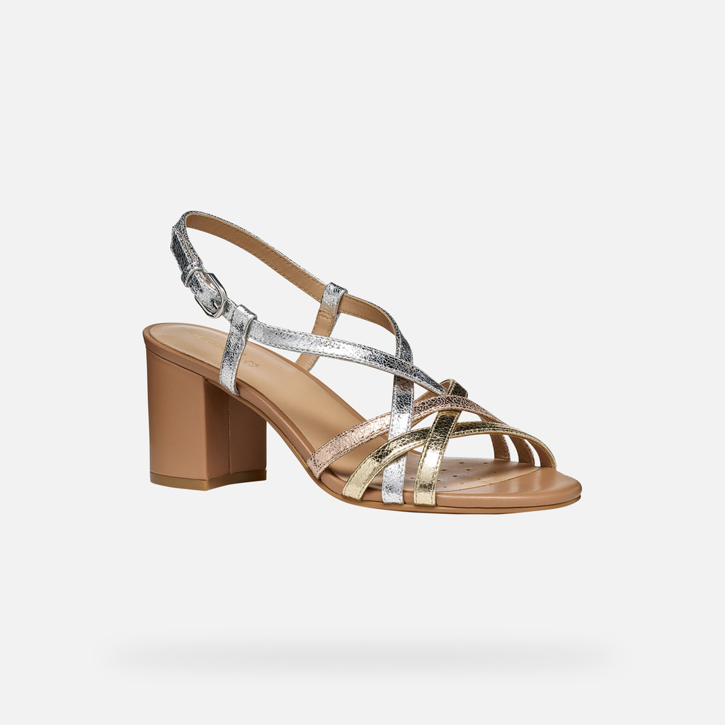 Medium-heeled sandals VIRNILISA 65 S WOMAN Silver/Light gold - image number 2 | GEOX
