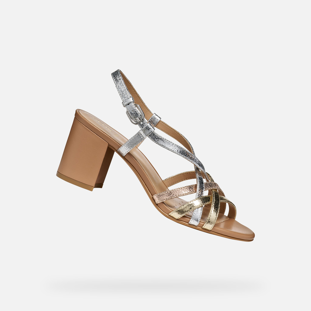Medium-heeled sandals VIRNILISA 65 S WOMAN Silver/Light gold - image number 0 | GEOX
