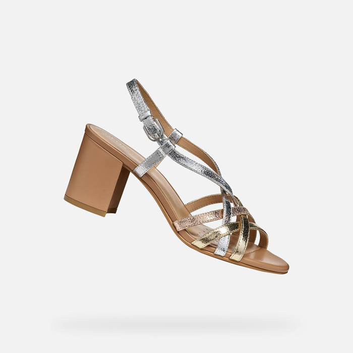 Medium-heeled sandals VIRNILISA 65 S WOMAN Silver/Light gold | GEOX