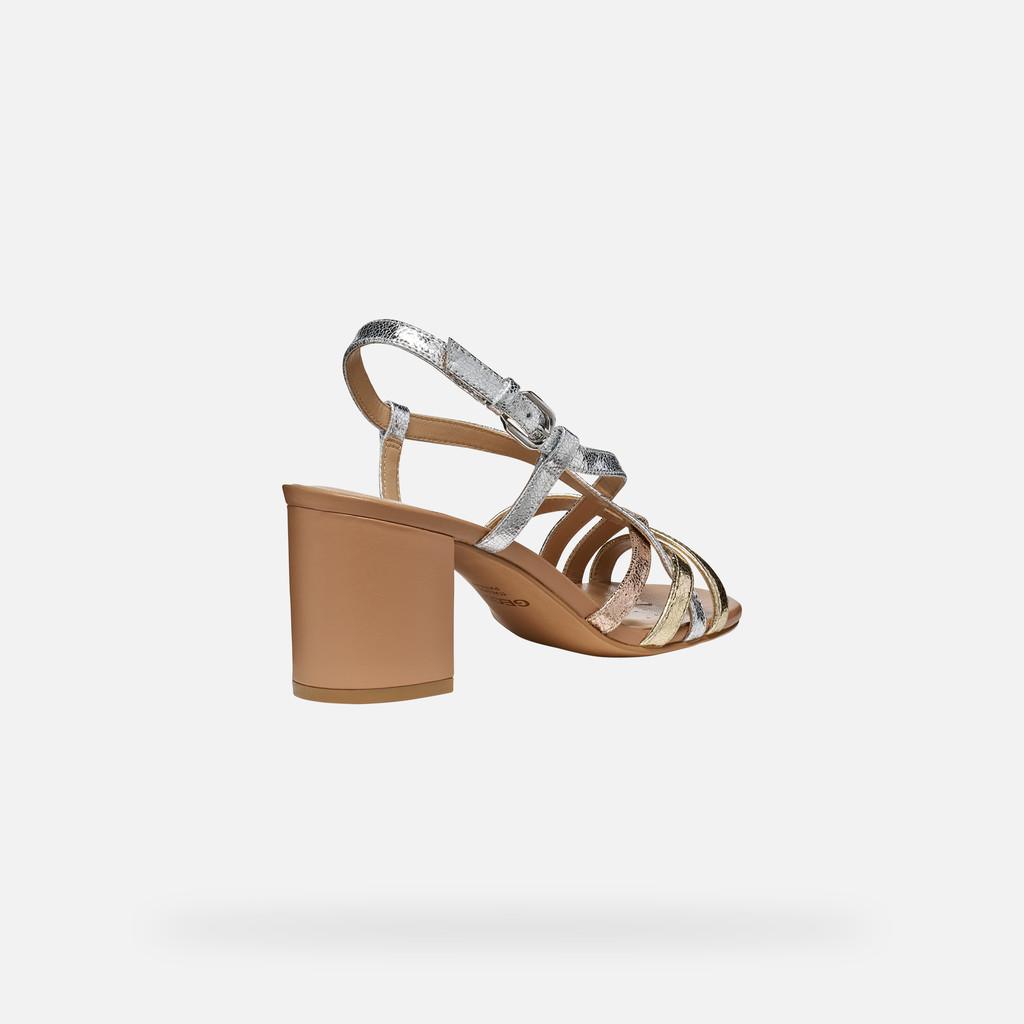 Medium-heeled sandals VIRNILISA 65 S WOMAN Silver/Light gold - image number 4 | GEOX