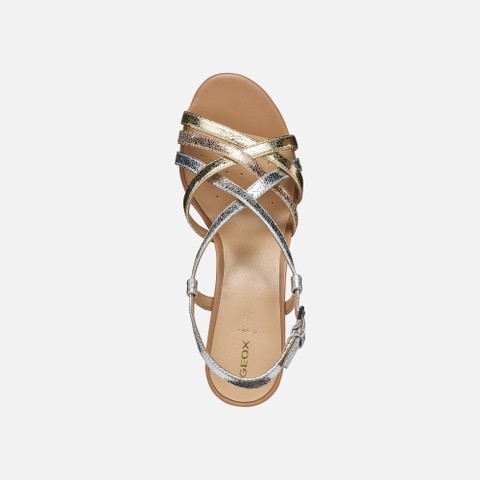 Medium-heeled sandals VIRNILISA 65 S WOMAN Silver/Light gold - image number 5 | GEOX
