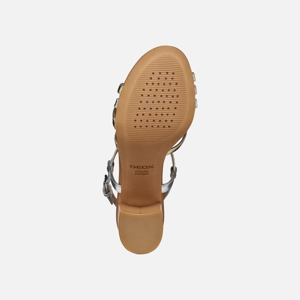 Medium-heeled sandals VIRNILISA 65 S WOMAN Silver/Light gold - image number 6 | GEOX