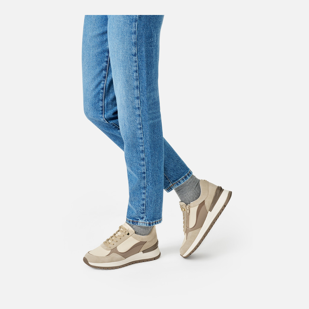 Wedge sneakers DESYA WOMAN Light taupe/Papyrus - image number 2 | GEOX